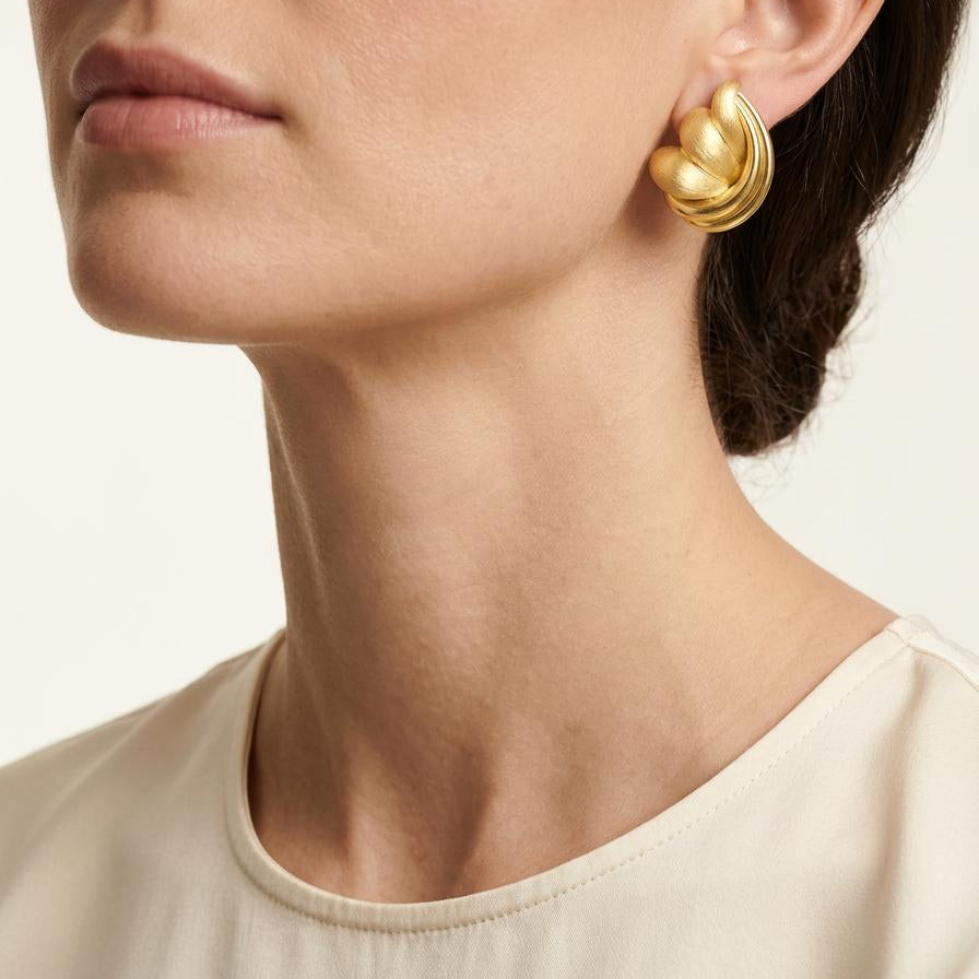 Henry Dunay Sabi Finish Ear Clips in 18K Gold, circa 1970s