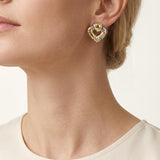 Marina B Two-Tone Gold and Steel Heart Earclips, circa 1980s