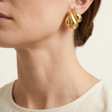 Henry Dunay Hammered Gold Teardrop Ear Clips in 18K, circa 1970s