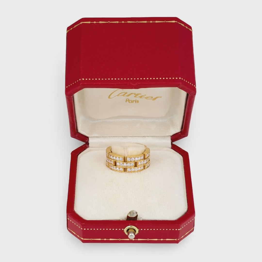 Cartier Maillon Panthère 18K Yellow Gold Diamond Band Ring, 1.40ct, Original Box