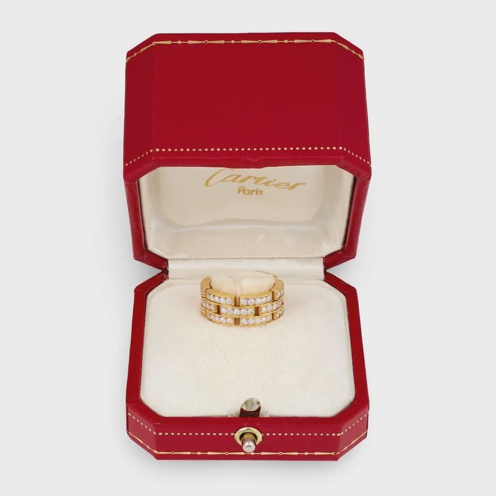 Cartier Maillon Panthère 18K Yellow Gold Diamond Band Ring, 1.40ct, Original Box