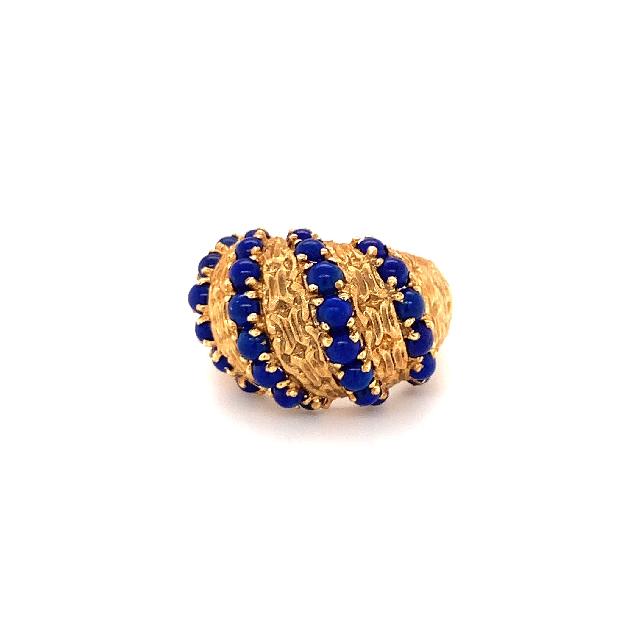 Lapis Lazuli Dome 18K Yellow Gold Ring, circa 1970s