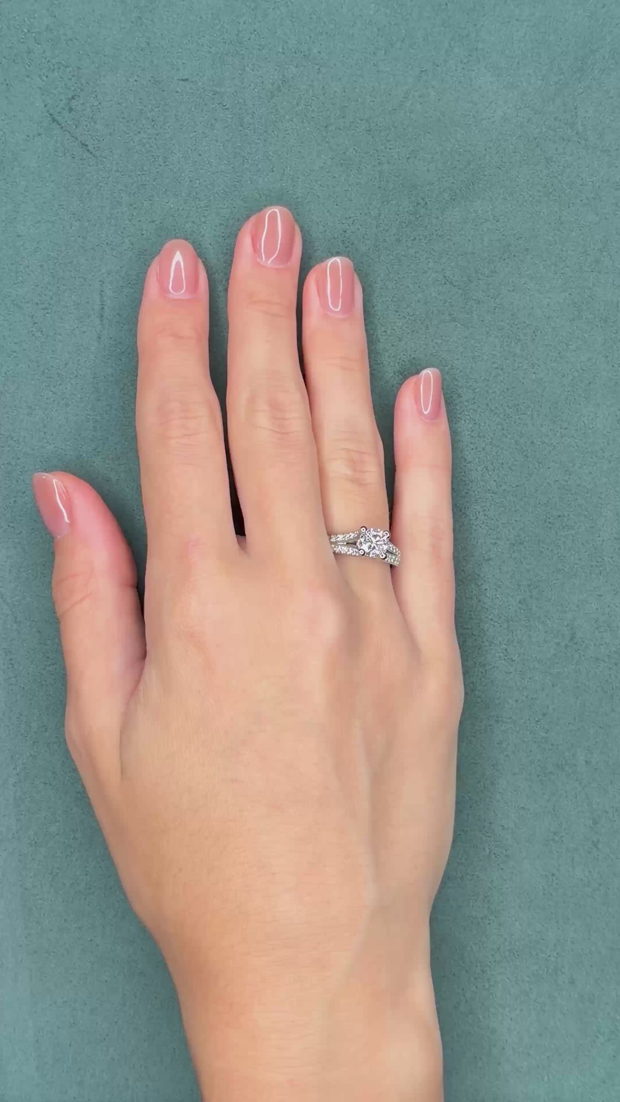 GIA 1ct Diamond Platinum Pavé Engagement Ring, I/VS1