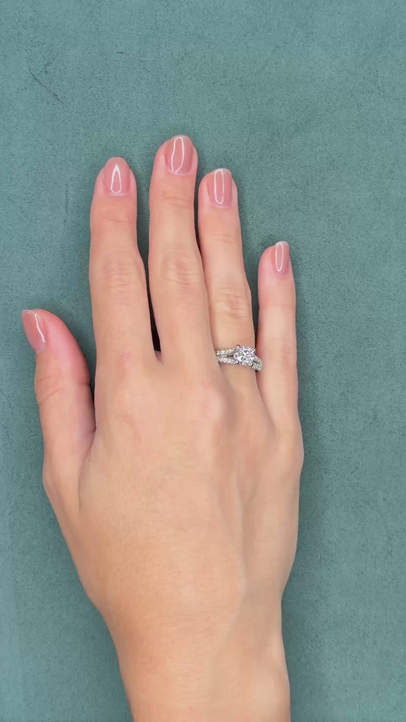 GIA 1ct Diamond Platinum Pavé Engagement Ring, I/VS1