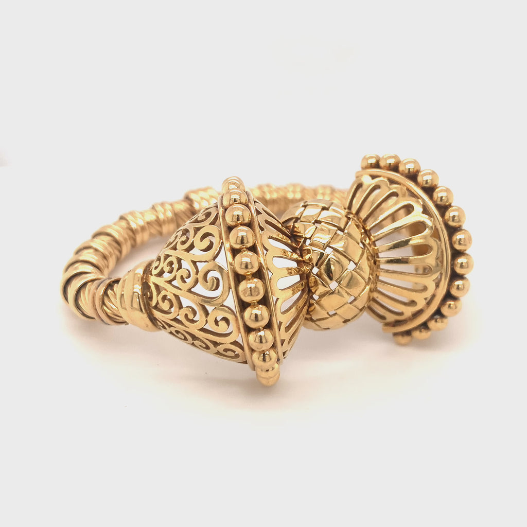 Mid-Century Granulated Bow Motif Bracelet in 18K Gold, circa 1950s