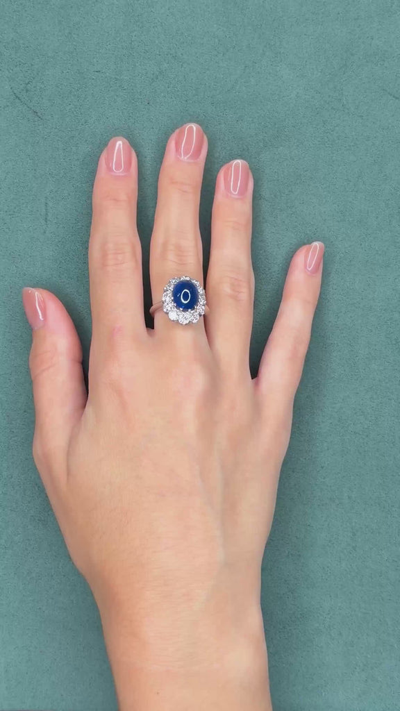 Vintage 1970s Italian 8.0ct Sapphire & 2.0ct Diamond Two-Tone Gold Ring, Matching Set Available