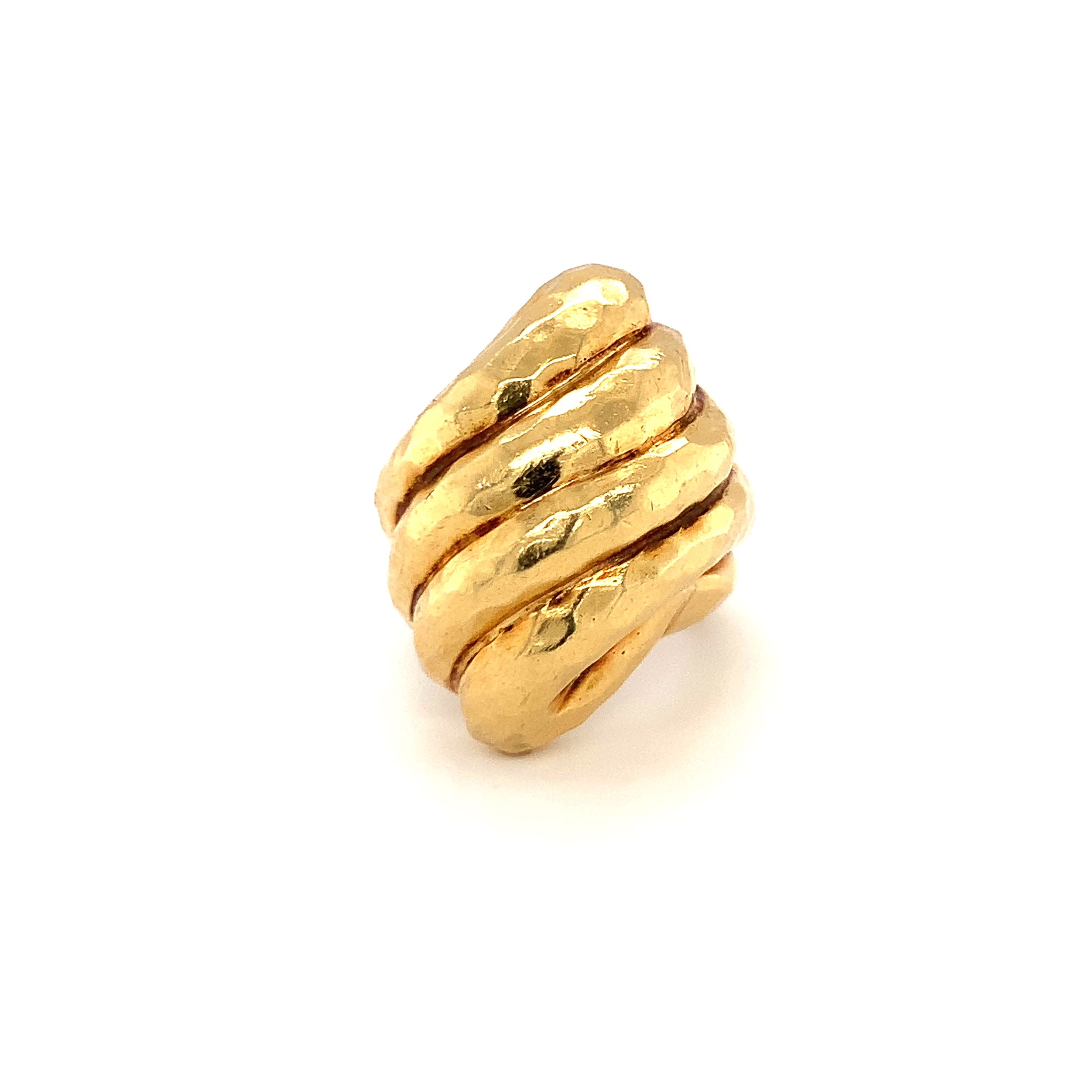 Hammered Textured 18K Gold Dome Ring, Circa 1970s