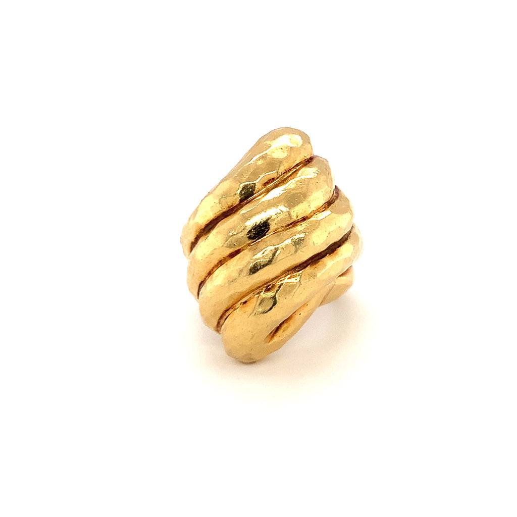 Hammered Textured 18K Gold Dome Ring, Circa 1970s