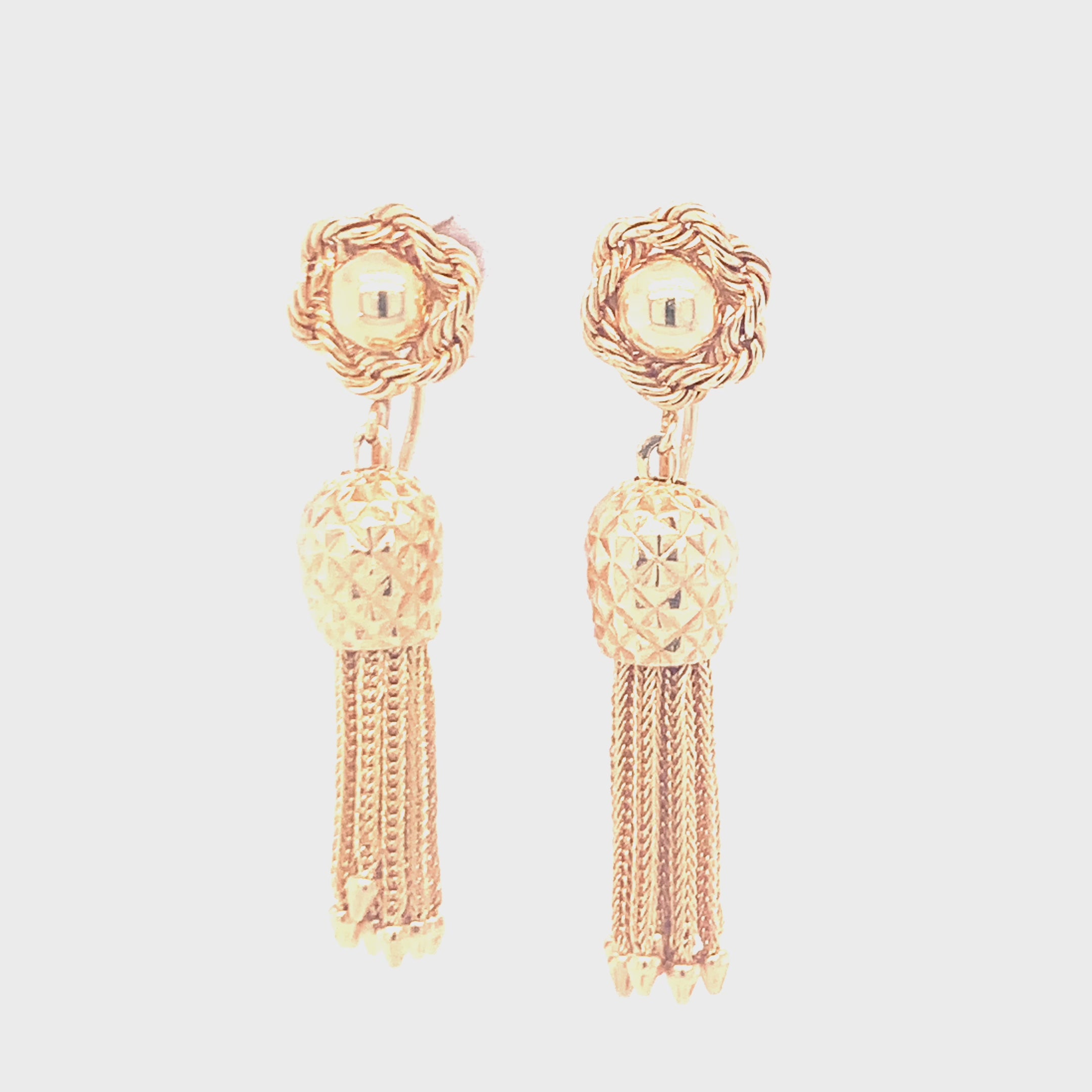 Rope Twist Tassel Drop Earrings, circa 1960s