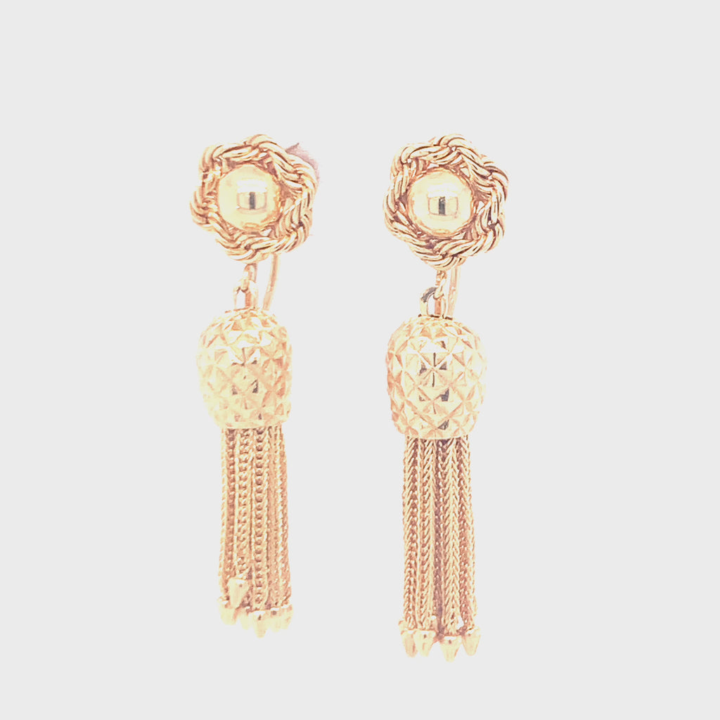 Rope Twist Tassel Drop Earrings, circa 1960s
