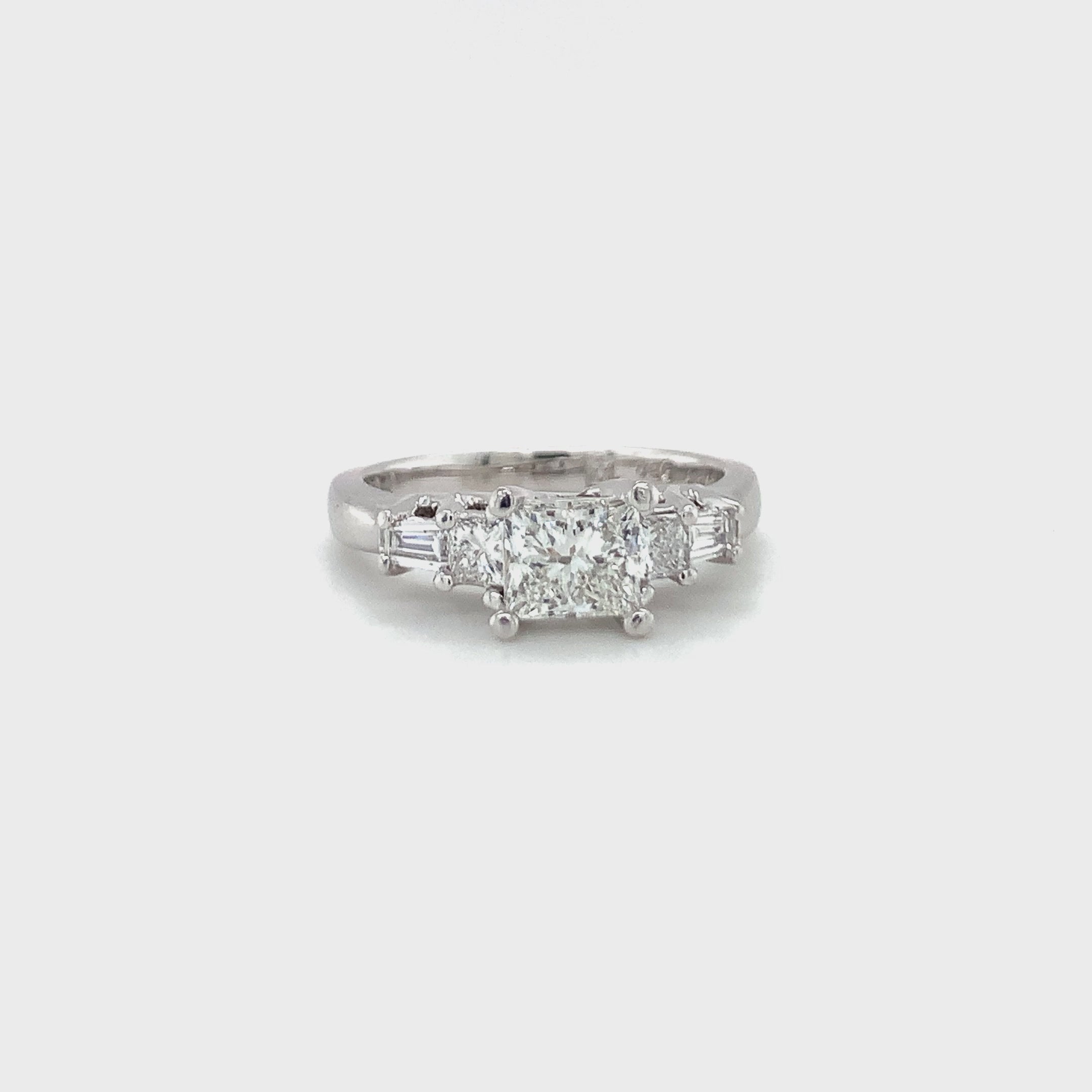 GIA Certified 1.02ct Diamond Platinum Three-Stone Ring