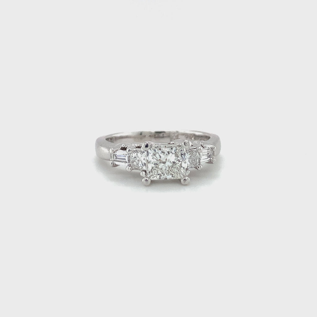 GIA Certified 1.02ct Diamond Platinum Three-Stone Ring