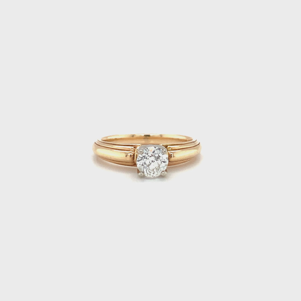 Retro Diamond Engagement Ring in Mixed 18K/14K Yellow Gold, Circa 1940s