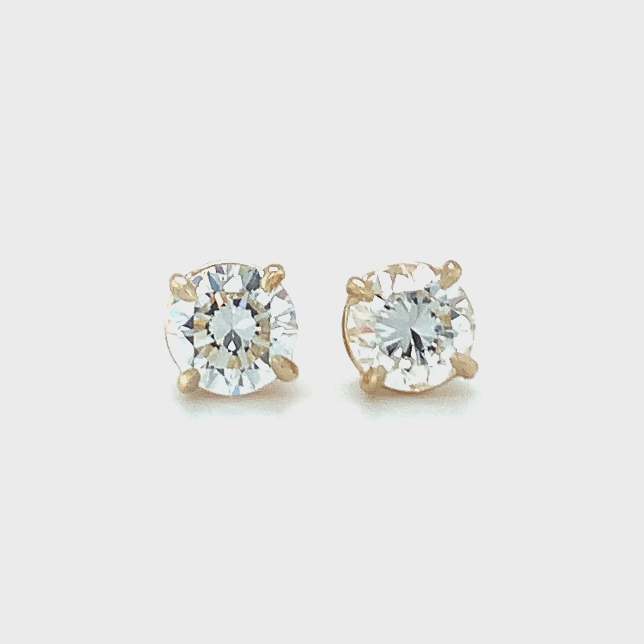 Diamond Stud Earrings, 1.24 Carats, GIA, 14K Yellow Gold