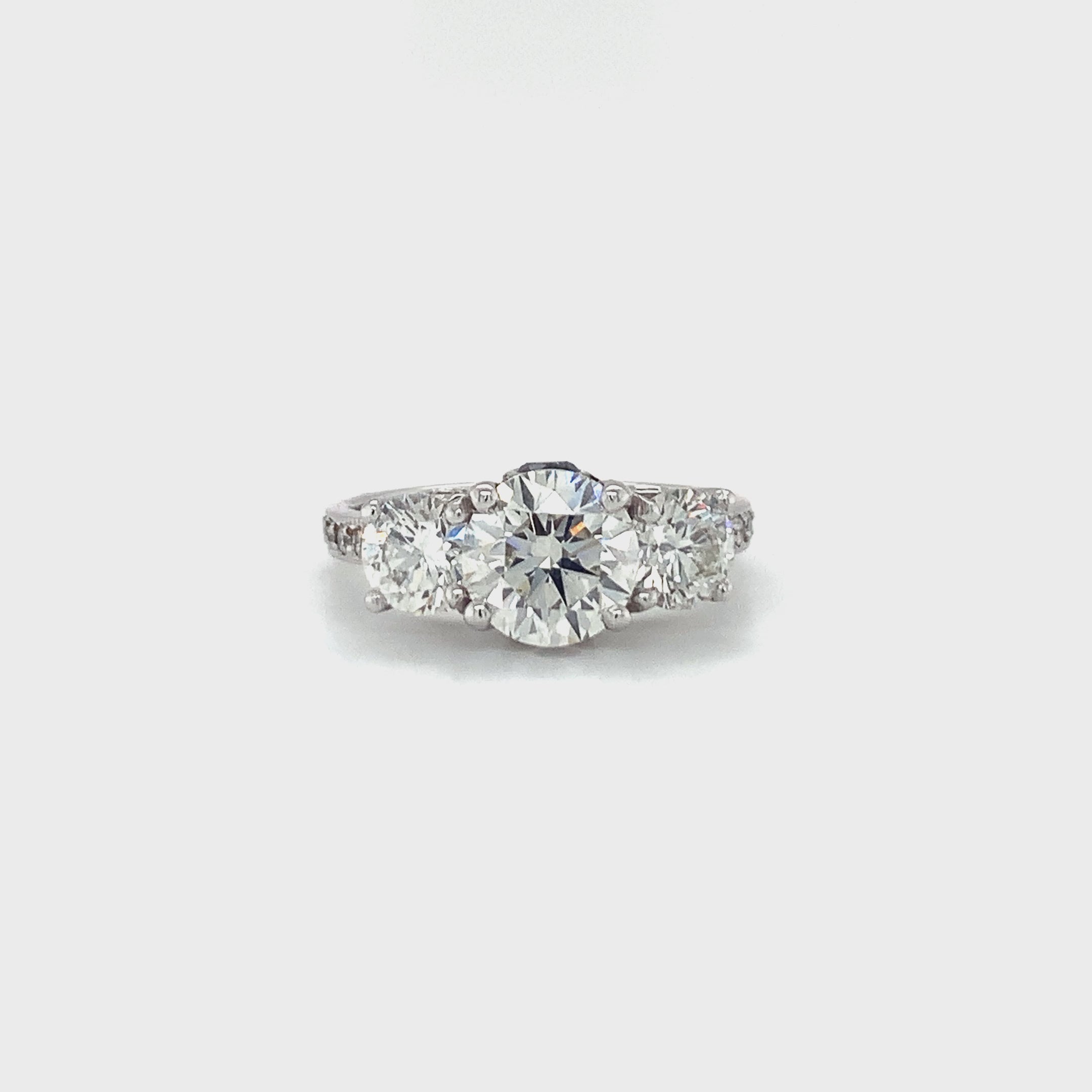 GIA-Certified 1.62 Carat Diamond Three-Stone Engagement Ring in 18K White Gold,
