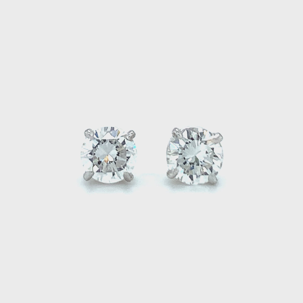 Diamond Stud Earrings, 0.89 Carats, GIA Certified, 14K White Gold