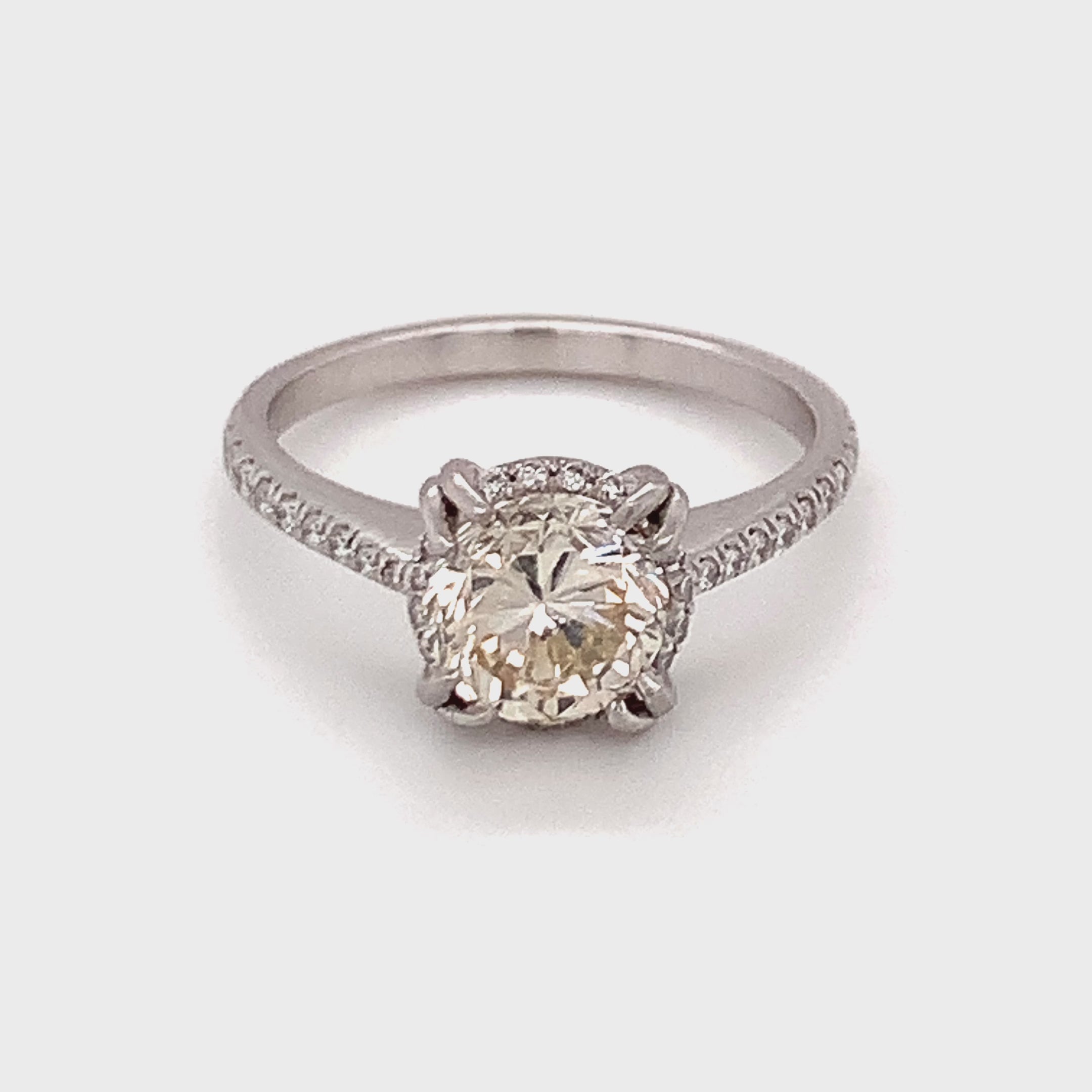 1.12 Carat Diamond Engagement Ring in Platinum, Eternity Band Mount