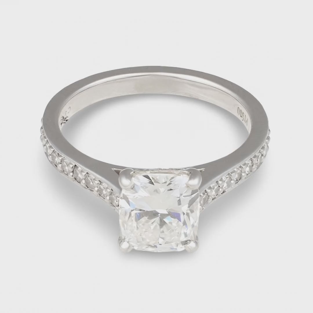Campanelli & Pear GIA Certified 1.81 Carat Cushion Diamond Engagement Ring, Plat