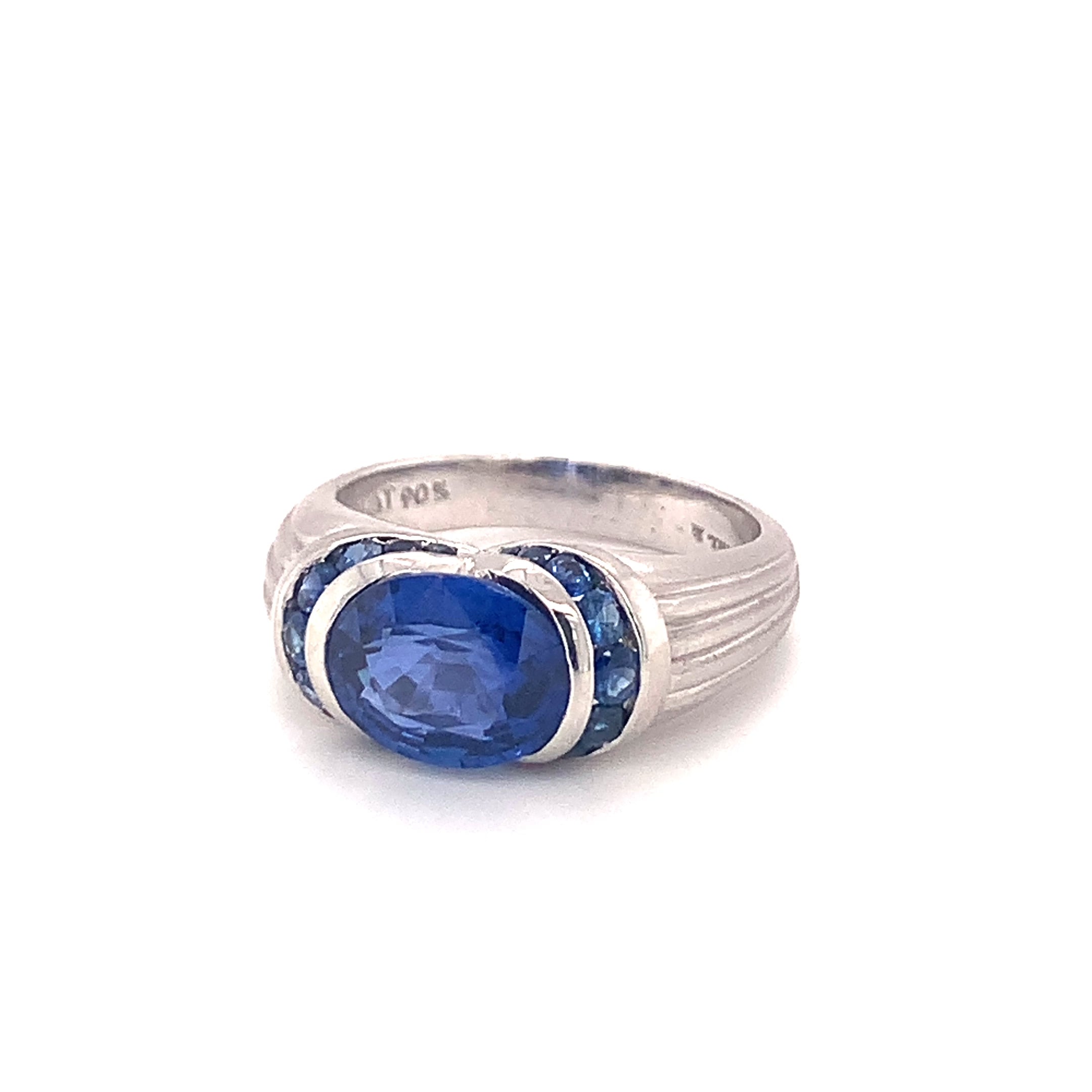 Michael Beaudry Sapphire Platinum Ring, 3.71 Carats, Circa 1990s