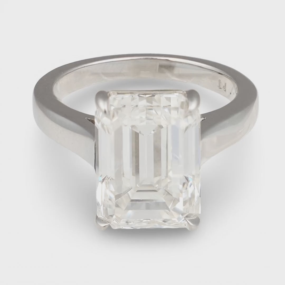 GIA Certified 6.74 Carat Emerald Cut Diamond Engagement Ring, Platinum