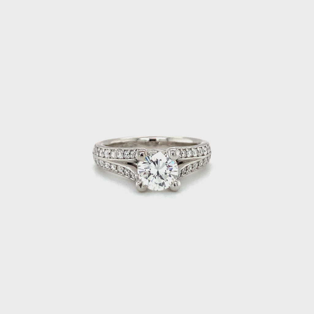 GIA 1ct Diamond Platinum Pavé Engagement Ring, I/VS1