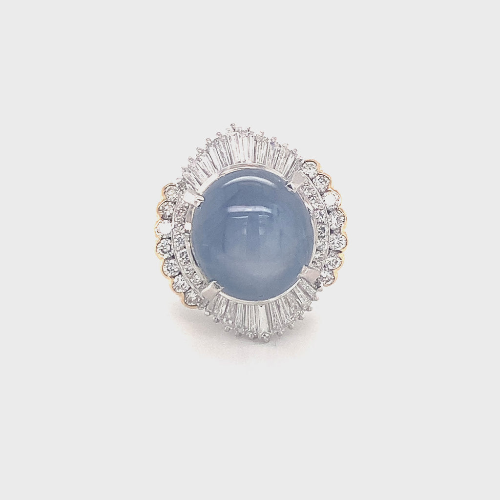 Video of the mid-century star sapphire and diamond platinum ring