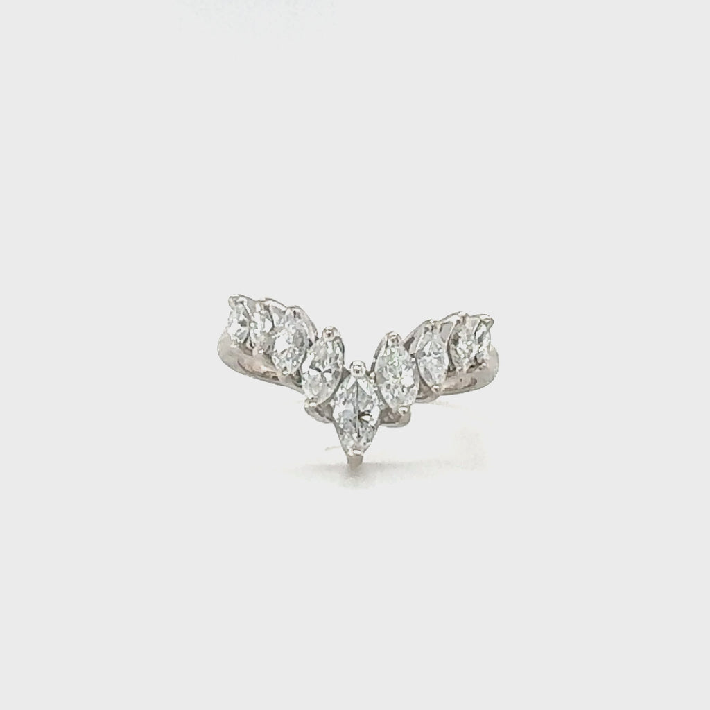 Marquise Diamond Crown Platinum Band Ring