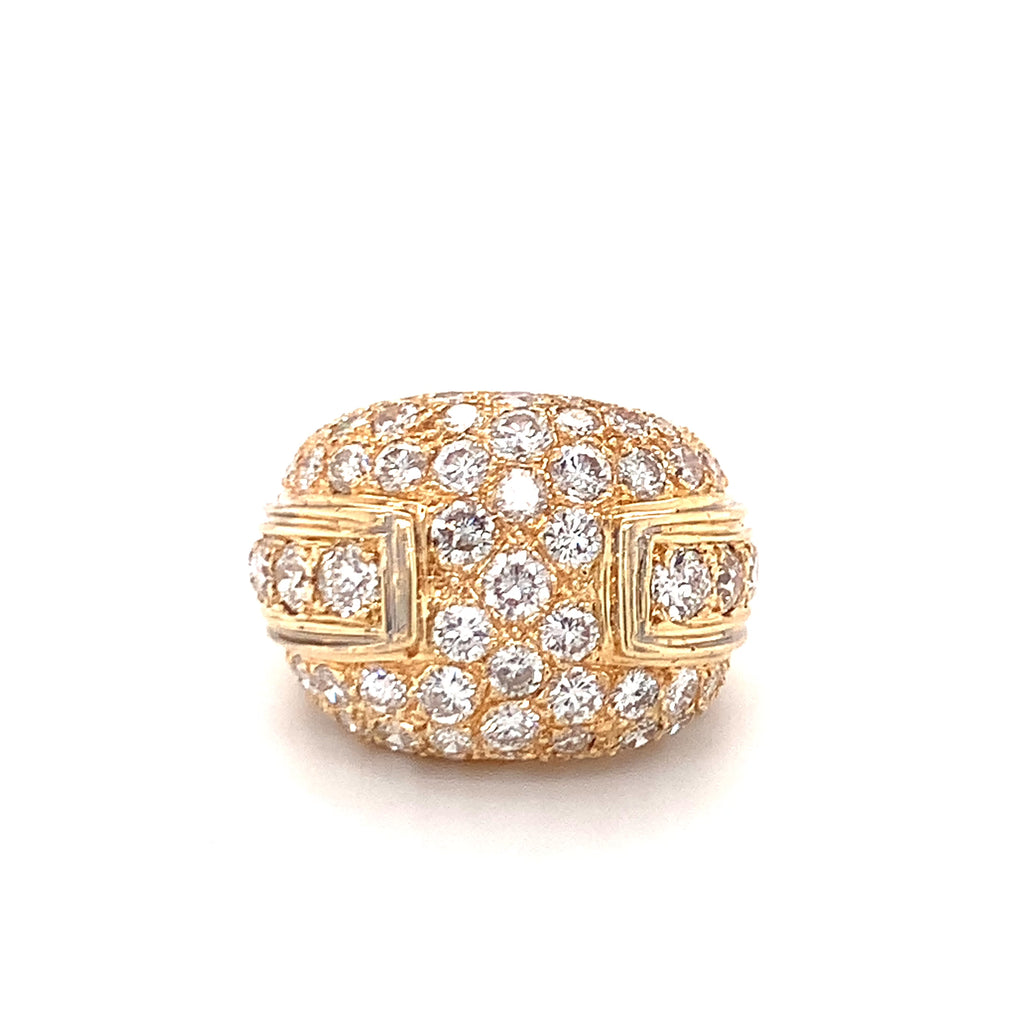 1970s Pavé Diamond Bombé Ring in 14K Yellow Gold, 5.50ct Total Weight