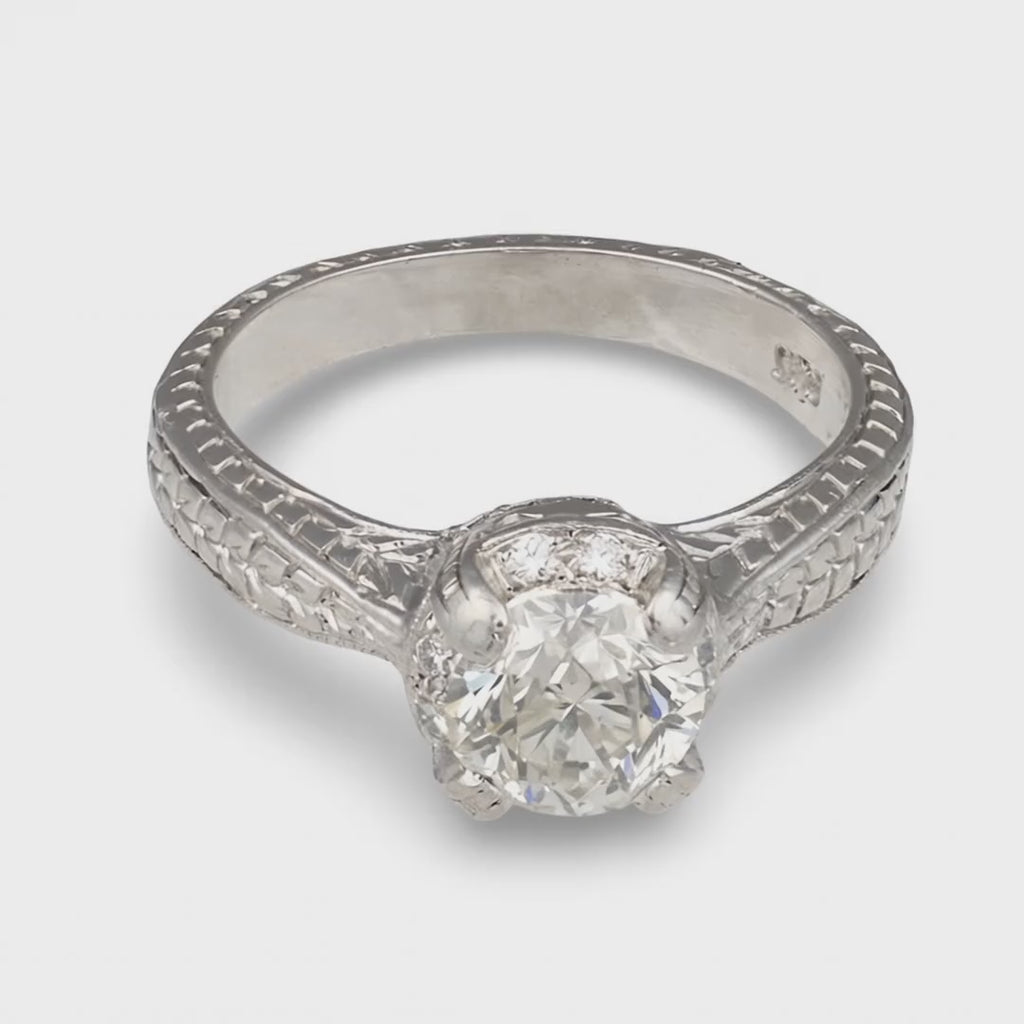 Antique-Style 2.14ct Old European Cut Diamond Platinum Ring