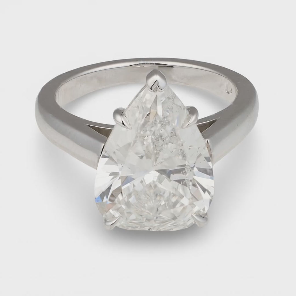 GIA Certified 5.31ct Pear Diamond Platinum Engagement Ring
