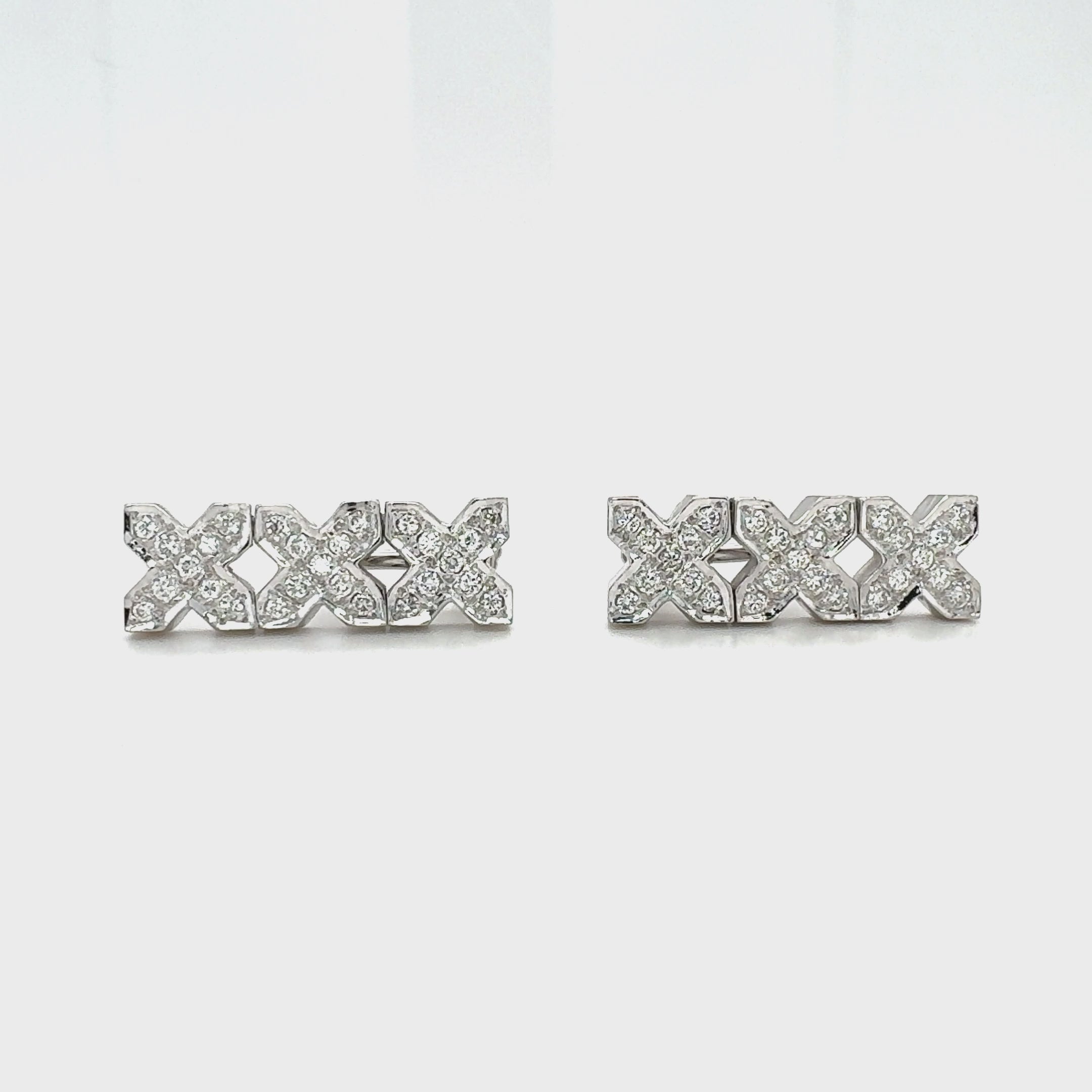 Diamond Pavé 'X' Link Earrings, 14K White Gold