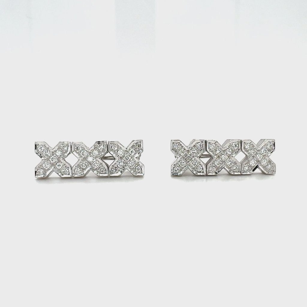 Diamond Pavé 'X' Link Earrings, 14K White Gold