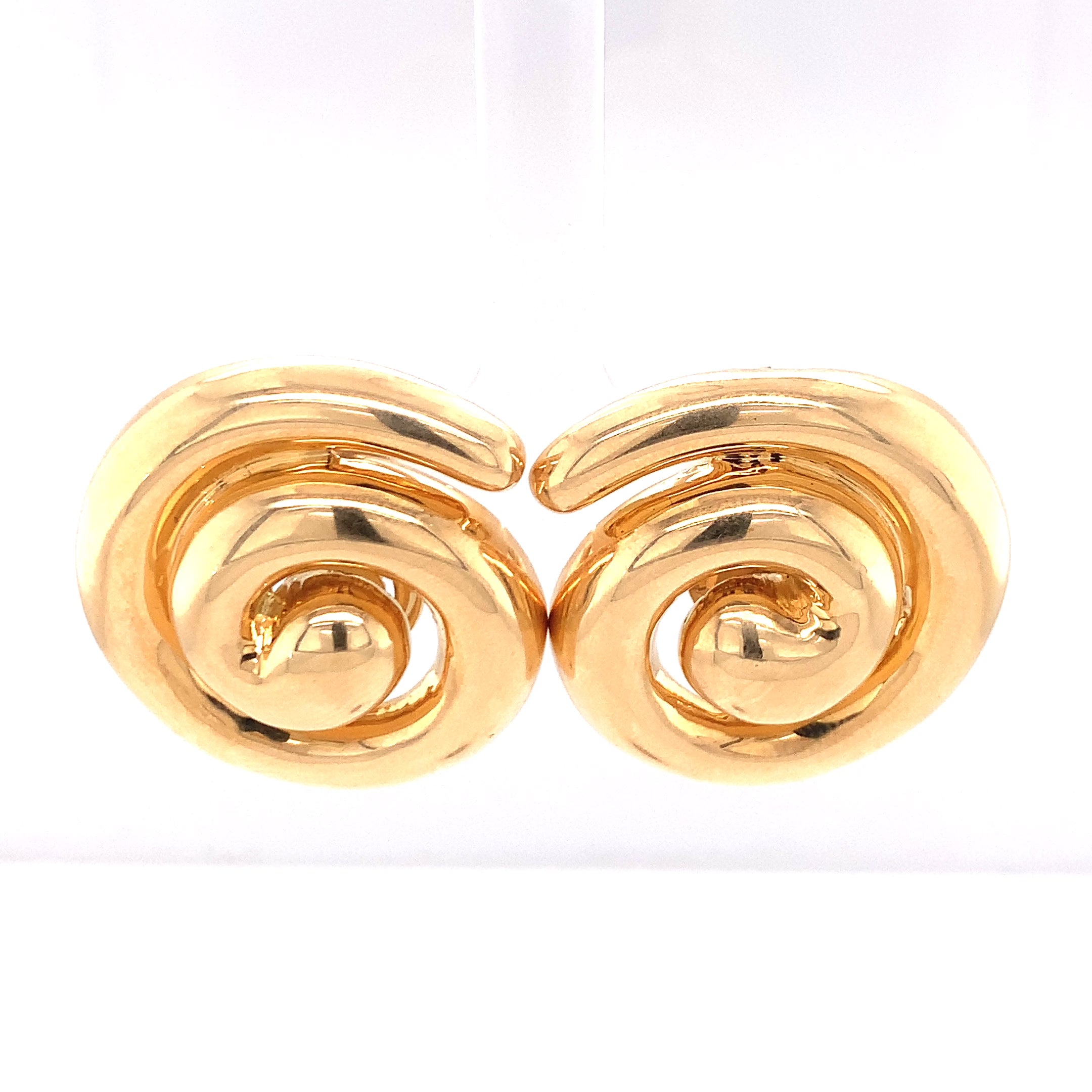 Swirl 18K Yellow Gold Earclips by Charles Turi, Circa 1970s