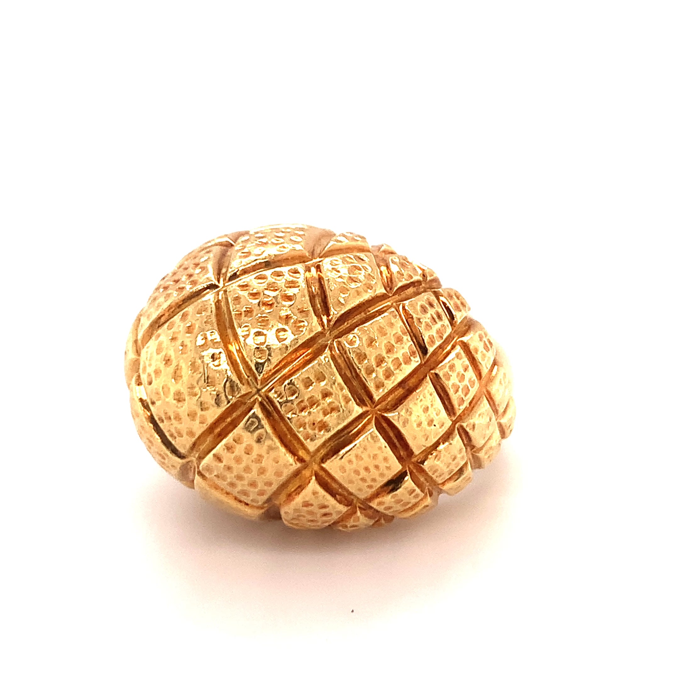 Textured Honeycomb 22K Gold Dome Ring, Circa 1960s