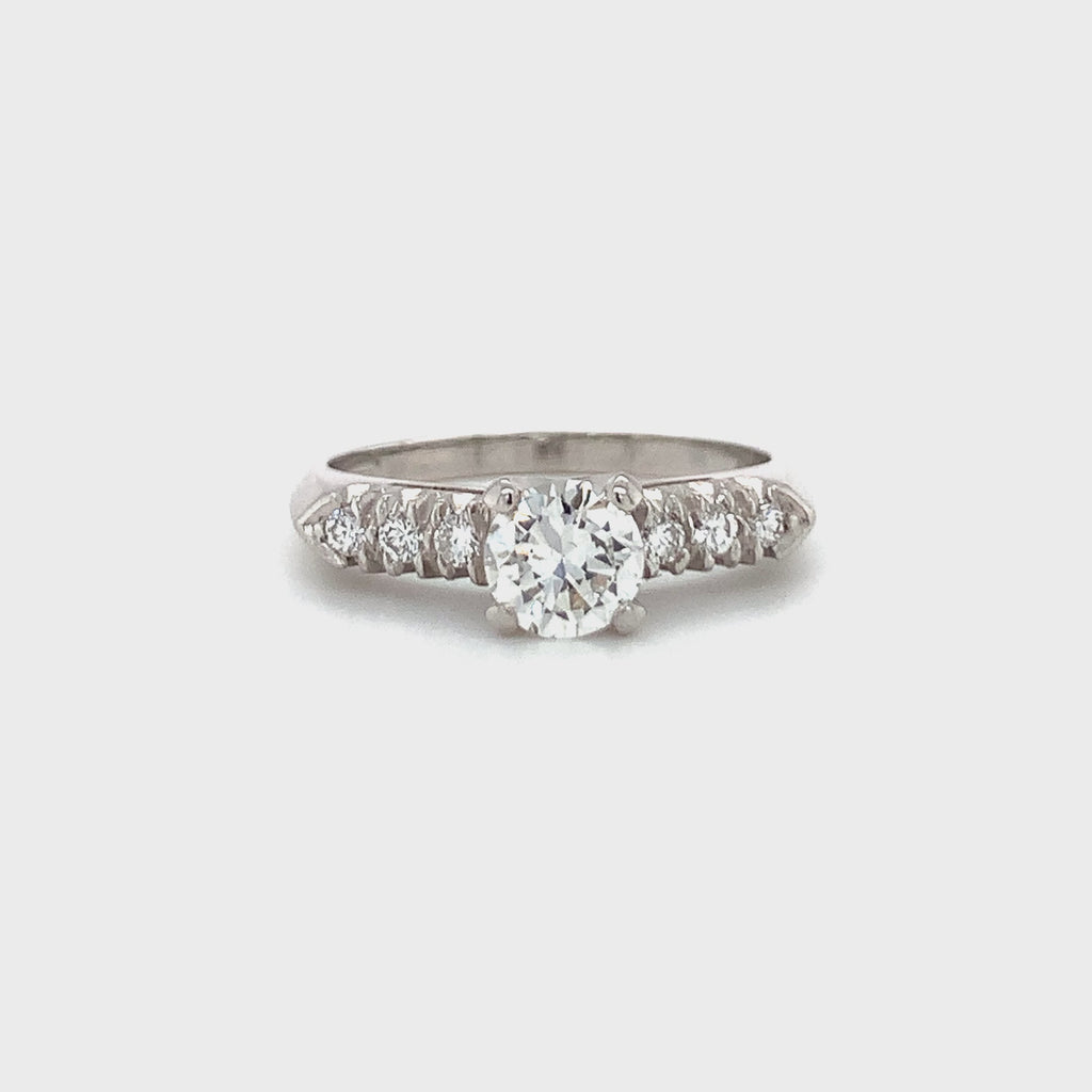 Vintage Platinum Diamond Solitaire Engagement Ring, 0.75ct, 1940s