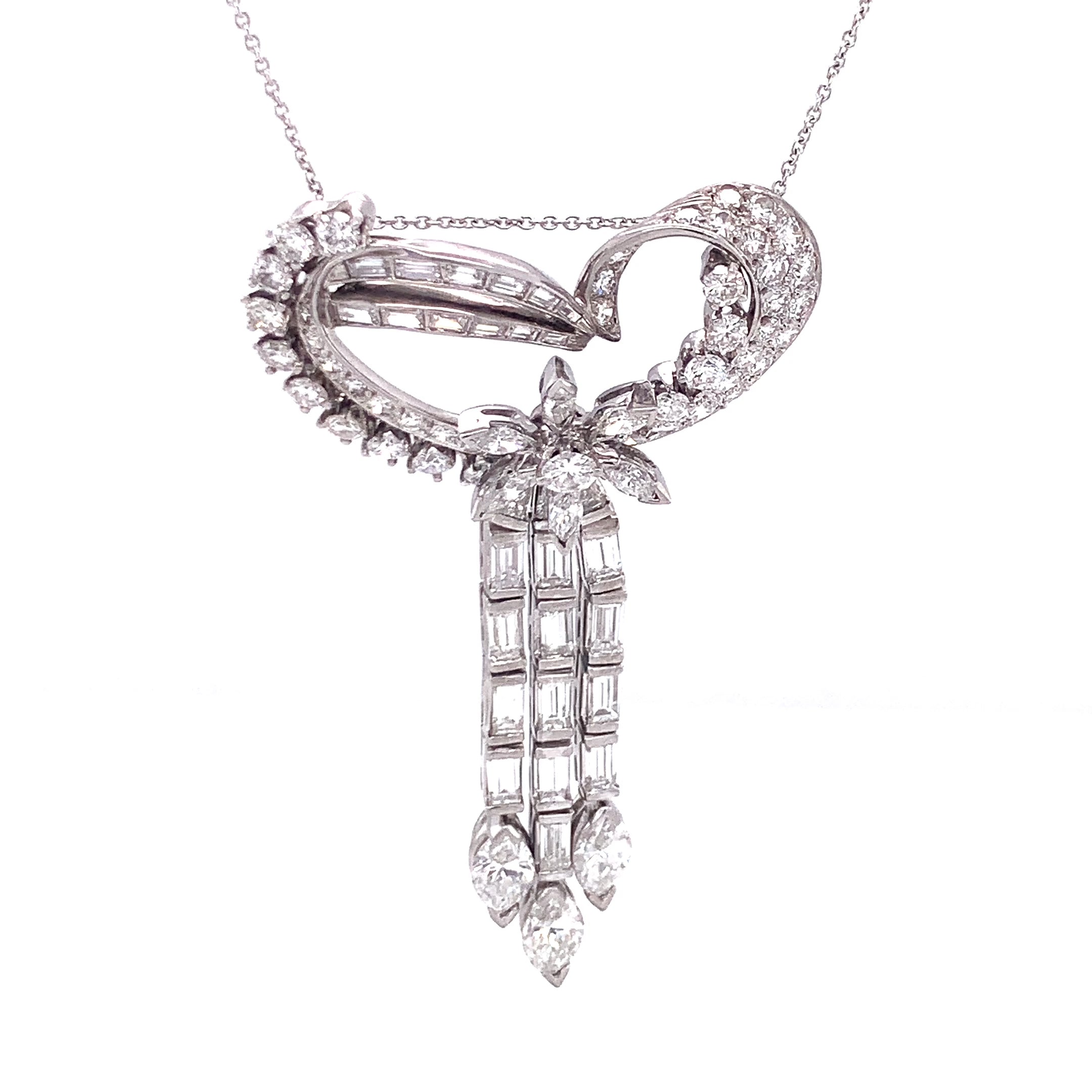 Diamond Platinum Pendant, circa 1950s