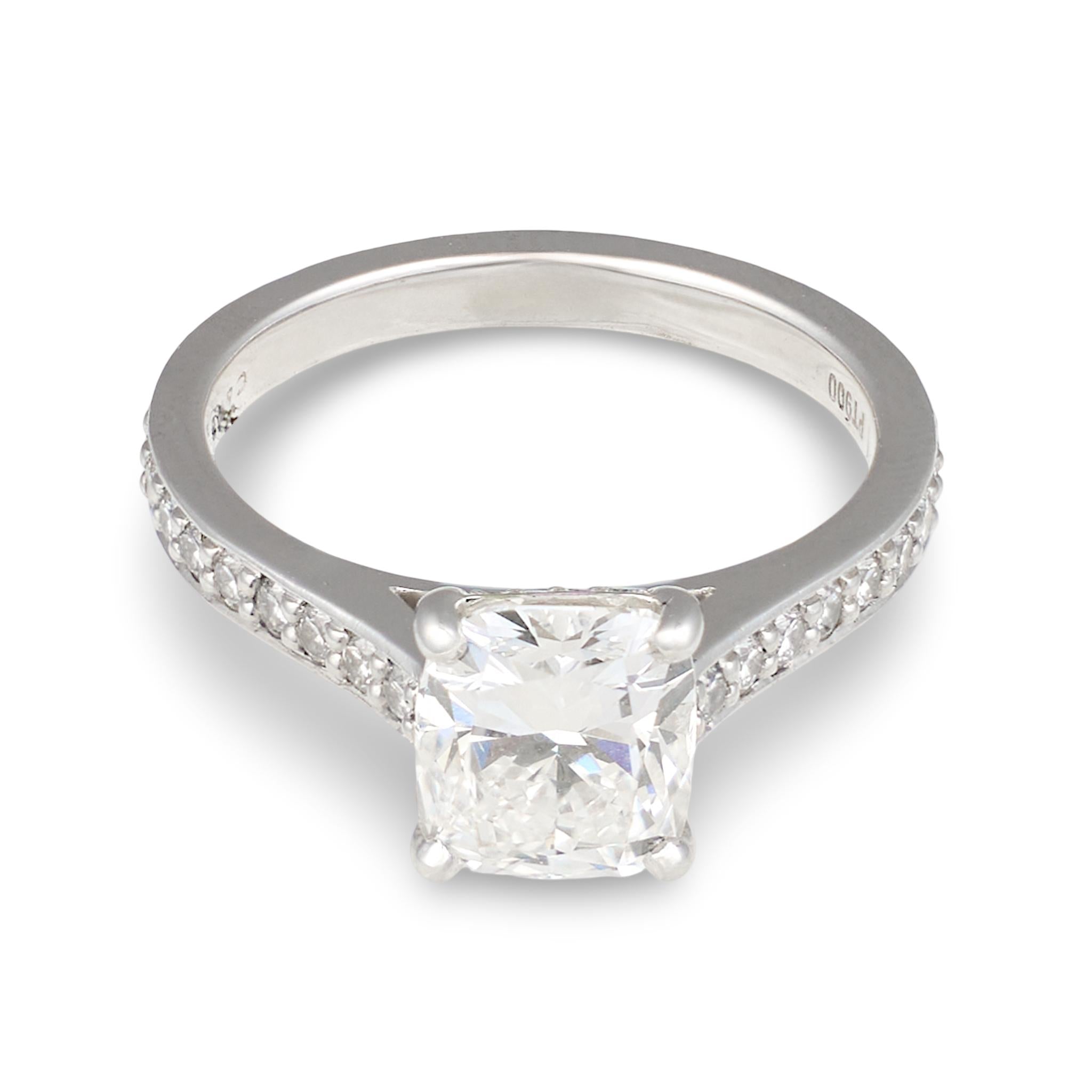 Campanelli & Pear GIA Certified 1.81 Carat Cushion Diamond Engagement Ring, Plat