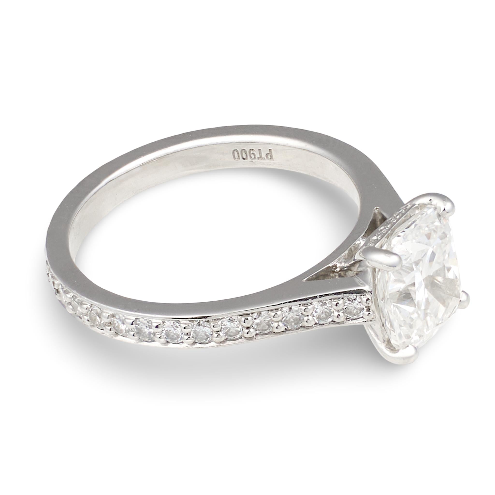 Campanelli & Pear GIA Certified 1.81 Carat Cushion Diamond Engagement Ring, Plat