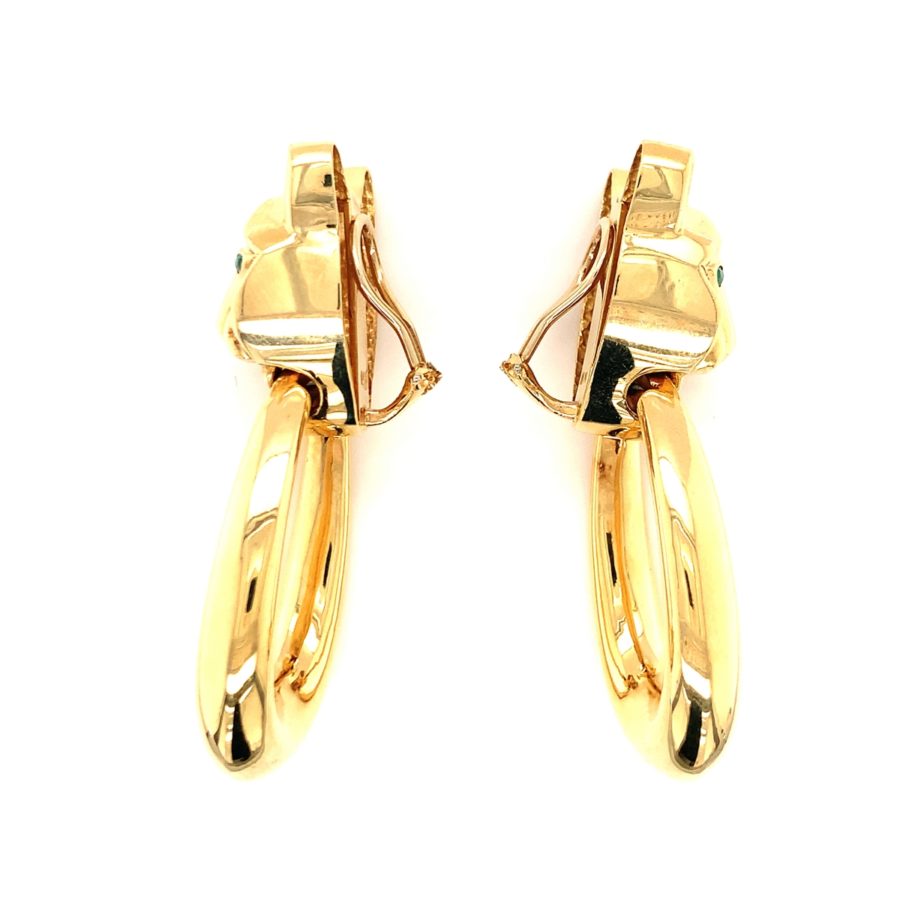 18K-YG PANTHER MOTIF DANGLE EARCLIPS from Recoleta Estate Jewelry