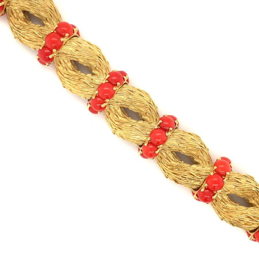 18K-YG CORAL BEAD BRACELET from Recoleta Estate Jewelry