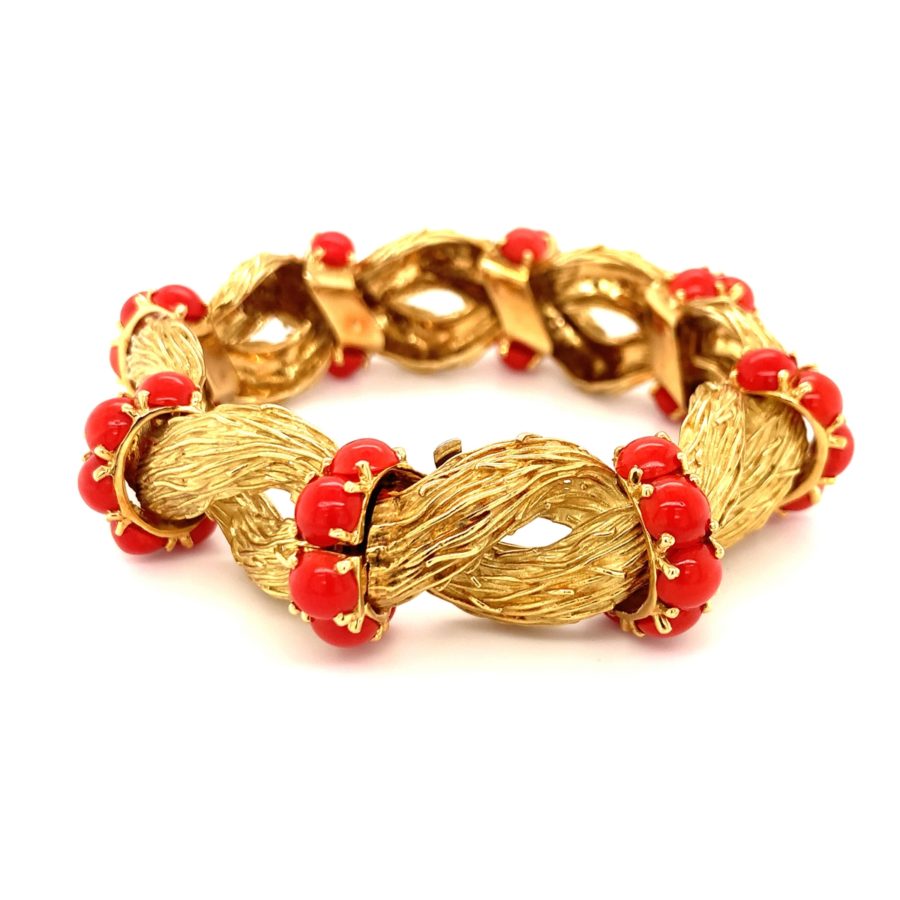 18K-YG CORAL BEAD BRACELET from Recoleta Estate Jewelry