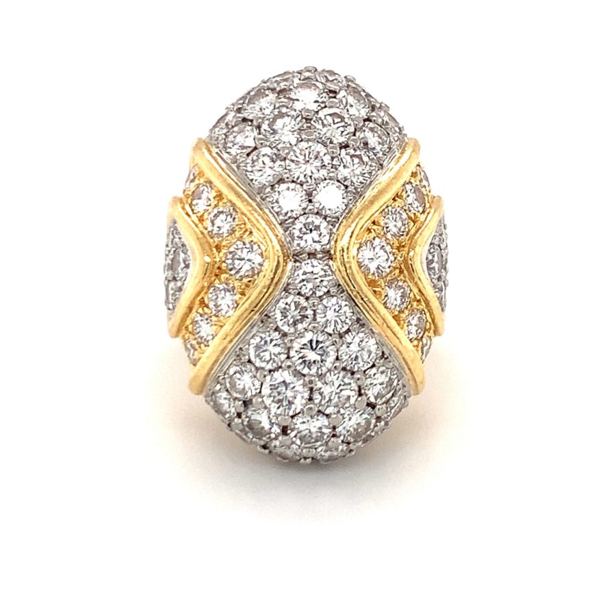 18K-YG+PLAT DIAMOND DOME RING from Recoleta Estate Jewlery