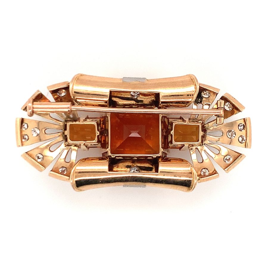 14K GOLD CITRINE AND DIAMOND BROOCH from Recoleta Estate Jewelry