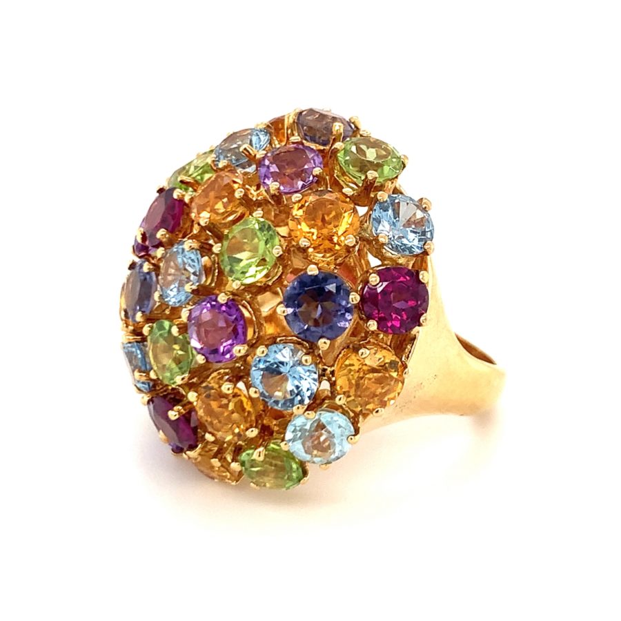 18K-YG MULTI-GEM BOMBE RING from Recoleta Estate Jewelry