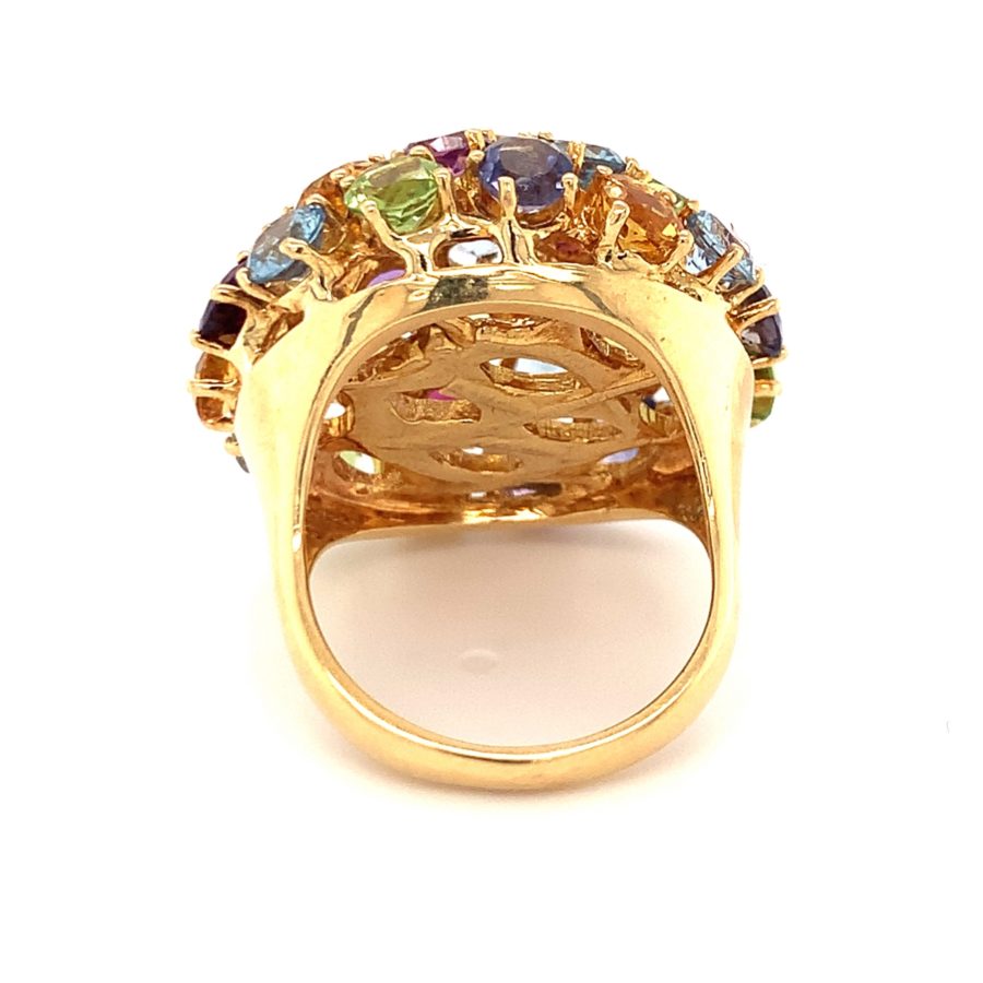 18K-YG MULTI-GEM BOMBE RING from Recoleta Estate Jewelry