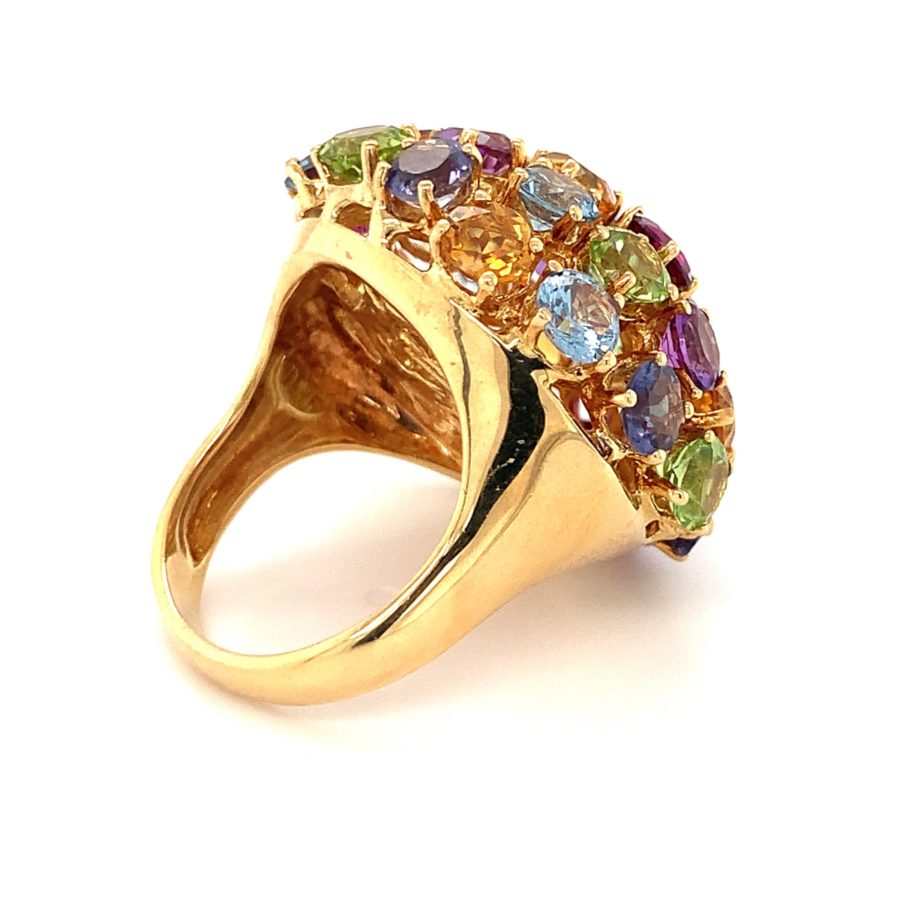 18K-YG MULTI-GEM BOMBE RING from Recoleta Estate Jewelry