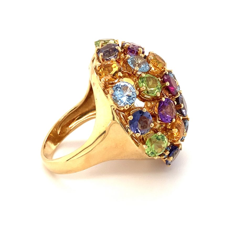 18K-YG MULTI-GEM BOMBE RING from Recoleta Estate Jewelry