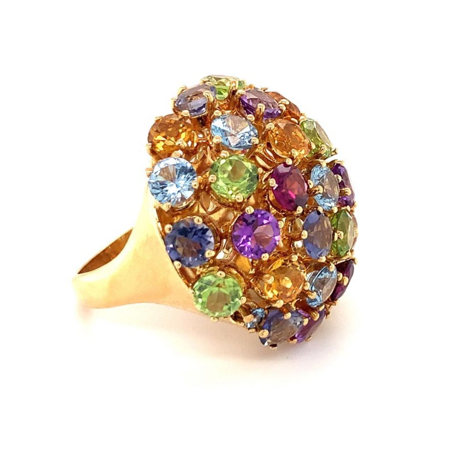 18K-YG MULTI-GEM BOMBE RING from Recoleta Estate Jewelry