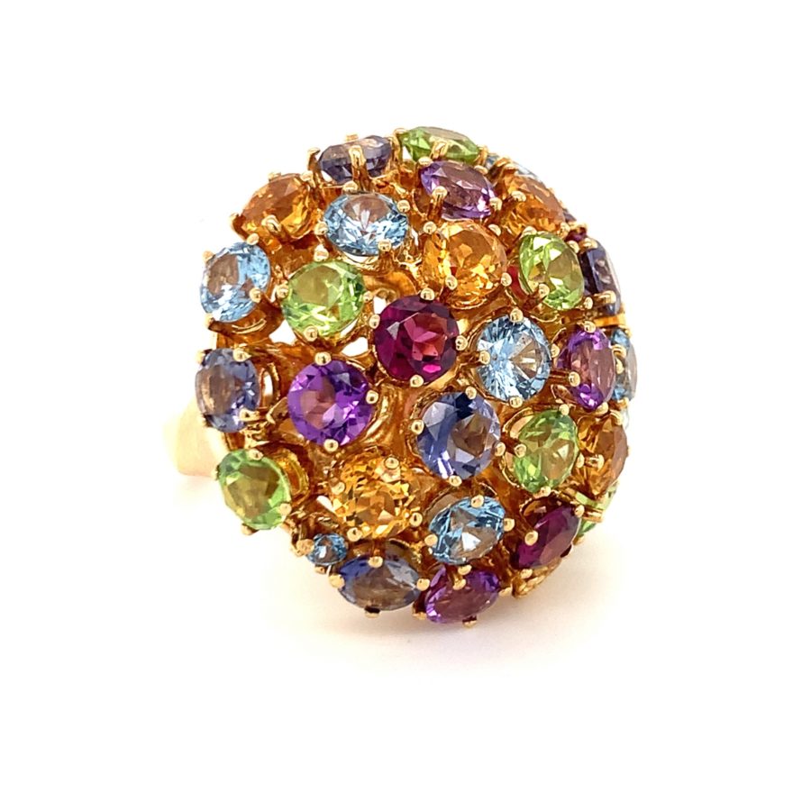 18K-YG MULTI-GEM BOMBE RING from Recoleta Estate Jewelry