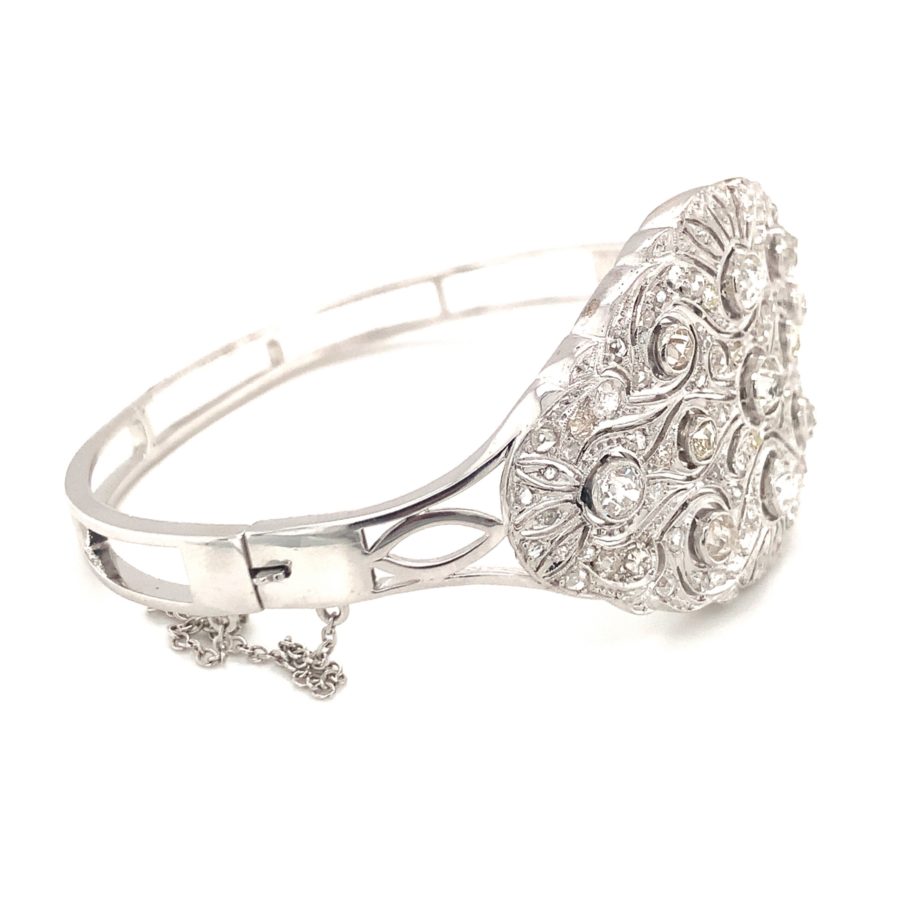 14K White Gold Diamond Bangle Bracelet from Recoleta Estate Jewelry